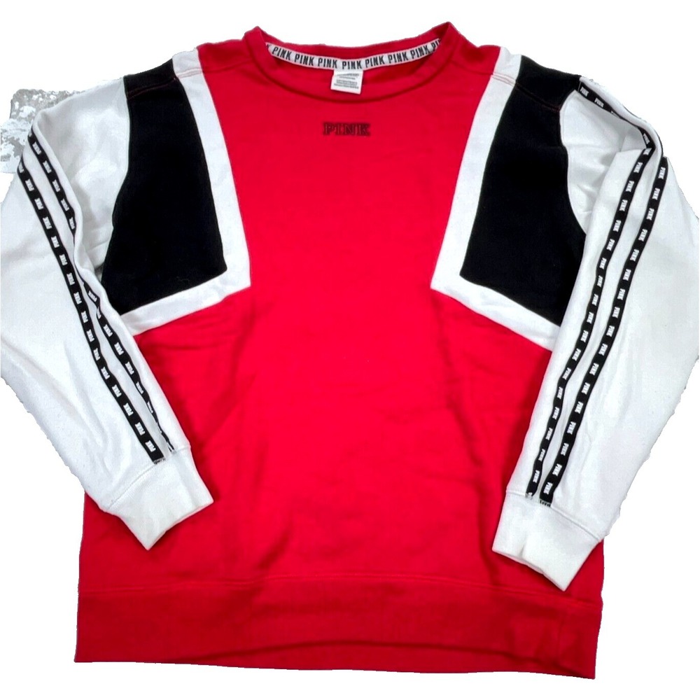 Victoria Secret Pink Sweatshirt Women Small Red Crew Neck Sweater VTG Y2K X5*